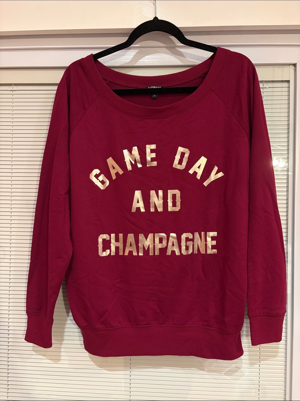Express Game Day and Champagne Long Sleeve Top Size Small